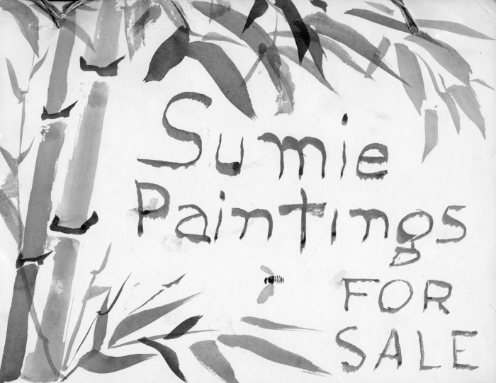 Plants painted in the Sumie style